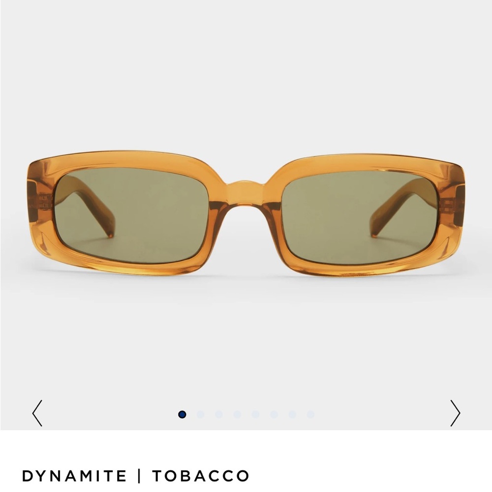 Le Specs Dynamite Tobacco Amber Frame Sunglasses with Green Lenses